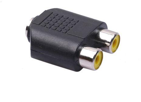 Generic Adapter Dual 2-RCA Female Jack To 3.5mm 1/8 Stereo Jack Y Splitter Audio Cable Adapter-Black