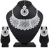 Shining Diva Fashion Diamonds Studded Silver Plated Latest Stylish Traditional Choker Necklace Jewellery Set for Women