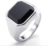 Classic black stone stainless steel ring size 9