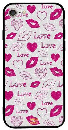 Skin Case Cover -for Apple iPhone 7 Love And Lips Tags نمط مطبوع بكلمة "Love" وعلامات شفاه