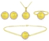 Vera Perla 18K Gold 0.50ct Genuine Diamonds and 6-Yellow Pearl Jewelry Set 4 Pieces