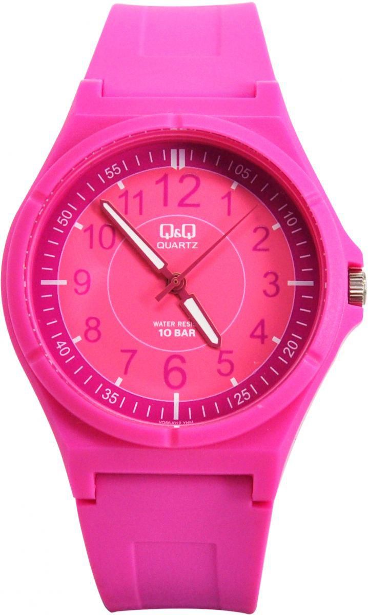 Q and Q VQ66J012Y Analog White Dial Watch for Women - Pink -