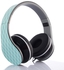 Diamond Pattern Lightweight Foldable Wired Stereo Headsets with Mic Blue