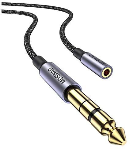 MOSWAG 1/4 to 3.5mm Headphone Adapter 6.6FT/2Meter,TRS 6.35mm 1/4 Male to 3.5mm 1/8 Female Stereo Jack Audio Adapter for Amplifiers,Guitar Amp,Keyboard Piano,Home Theater,Headphones and More