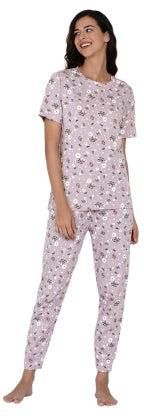 Printed Nightwear Pyjama Set Light Pink/Green/White