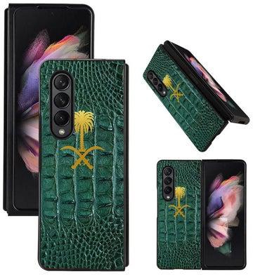 Hard Back Cover Case Crocodile Skin with Saudi Arabia for Samsung Galaxy Z Fold 3 5G