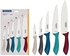 مجموعة سكاكين ترامونتينا مكونة من 5 قطع، نصل من الستانلس ستيل والبوليبروبيلين الملون، سكين مطبخ سهل الامساك