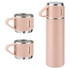Vaccum Cup Double Wall Stainless Steel Thermal Bottle With Lid 3 Cup For Hot & Cold Drink .500ml Pink