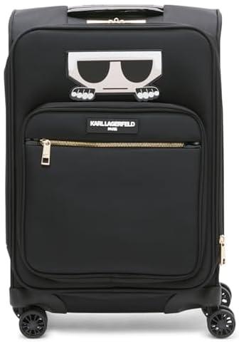 Karl Lagerfeld Paris Women's Small Upright Spinner Carry On Suitcase, Black, 21 Inch, Black, 21 Inch, Small Upright Spinner Carry on Suitcase