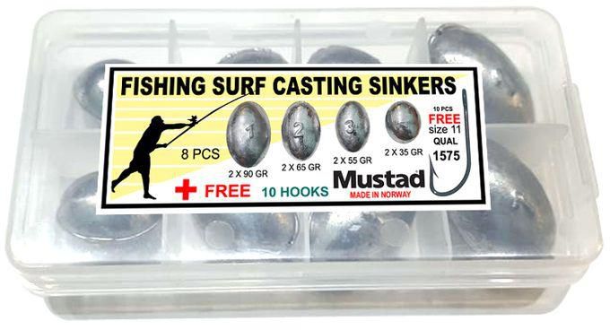 Mustad Fishing Surf Casting Sinkers - 8 Pcs