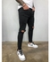 Men's New Ripped Straight-leg Stretch Jeans-Black