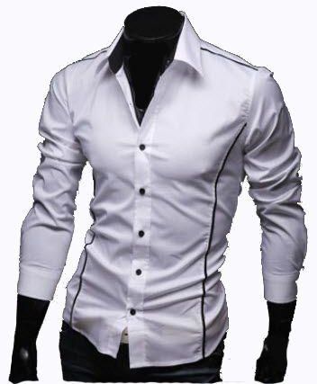 Long-sleeved men's casual shirt ,color white size XL
