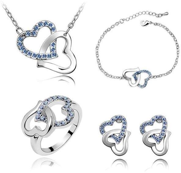 Cute Heart Jewellery set ( Silver Plated )