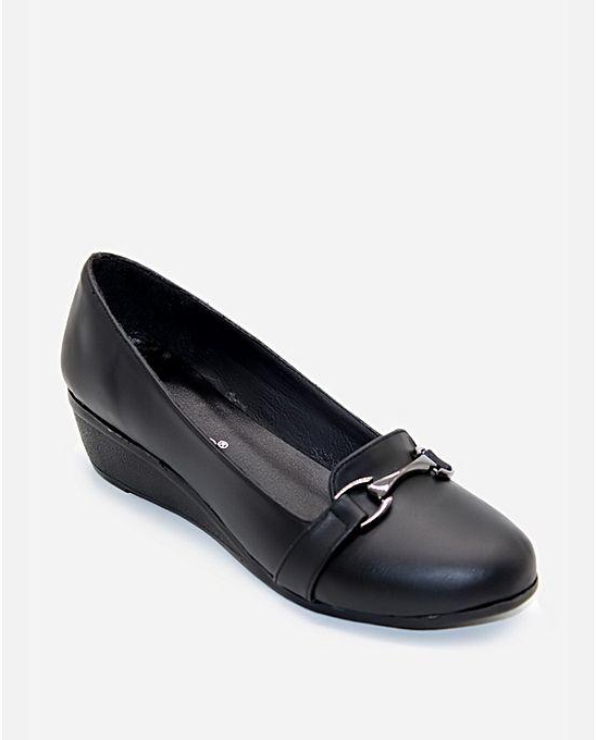 Tata Tio Leather Wedge Shoes - Black