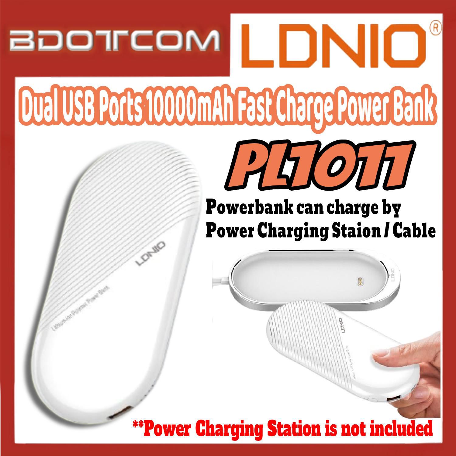 LDNIO PL1011 Dual USB Ports 10000mAh Fast ChargePower Bank for Samsung