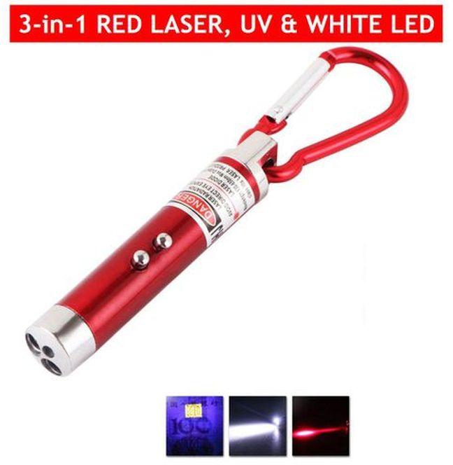 3in1 LED Laser Pen Pointer Flashlight Torch Beam Light Keychain
