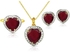 Vera Perla 18K Gold 10mm Heart Cut Ruby 0.56Ct Diamonds Jewelry Set