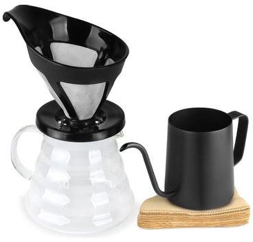Pour Over Coffee Maker Set Black/Clear/Brown 25 x 10 x 22cm