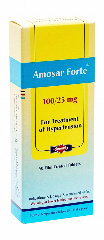 Amosar Fort | High Blood Pressure 100/25mg | 30 Tabs