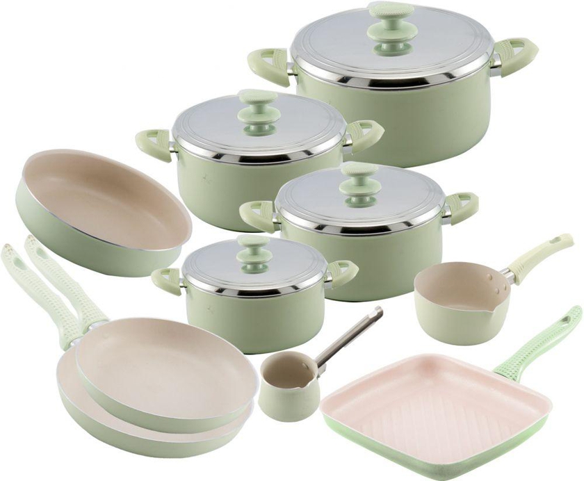 Nouval Cookware Set 14 Pieces, Green