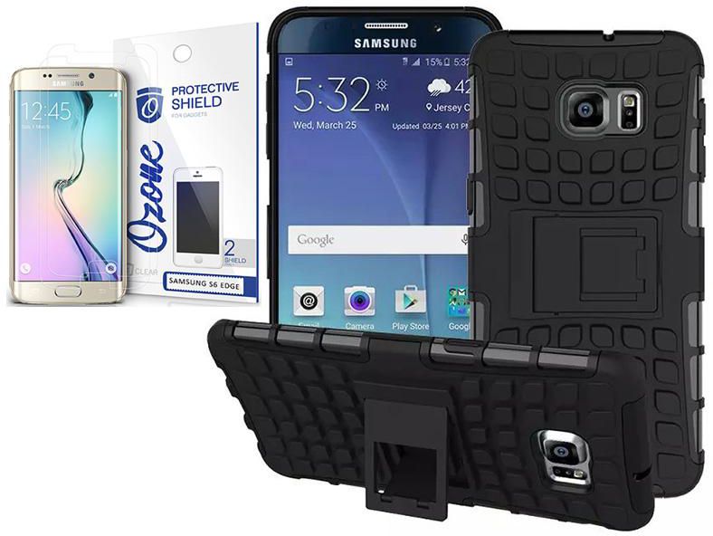 Ozone Tough Shockproof Hybrid Case Cover for Samsung Galaxy S6 Edge Plus Black