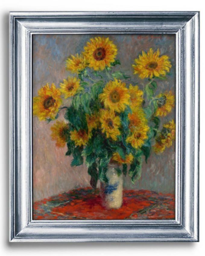 Square Art Gallery 007 Printed Flowers Painting With Silver Frame - Multicolor