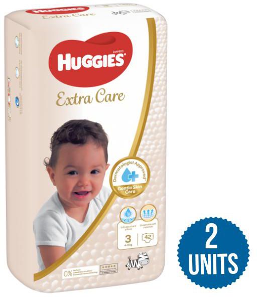 HUGGIES EXTRA CARE (GOLD) 42's (size 3) 5-8Kgs x2Units