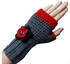 Handmade Crochet Fingerless Gloves - Grey And Red