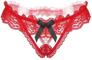 Lace Pearl Briefs Red