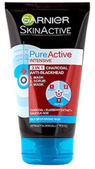 Garnier Pure Active Cleanser 3 In 1 Wash, Scrub, Mask 150ml