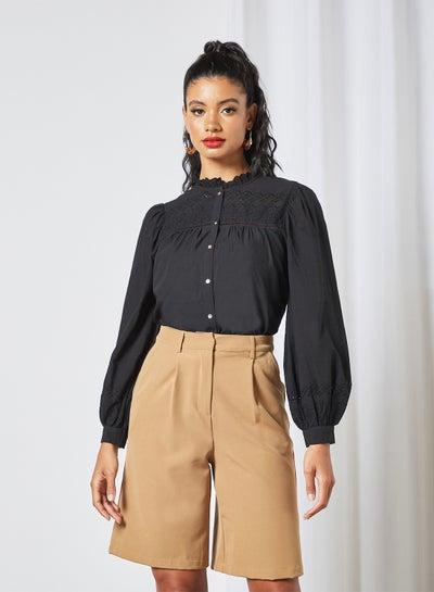 Embroidered Detail Shirt Black