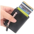 Wallet Card Holder Leather Wallet Pouch with Magnetic Closure and Zipper Change Pocket Aluminum Card Holder Auto Button for Graduating Exit Cards Holder Holder with Small Cash Pocket (Dark Brown)