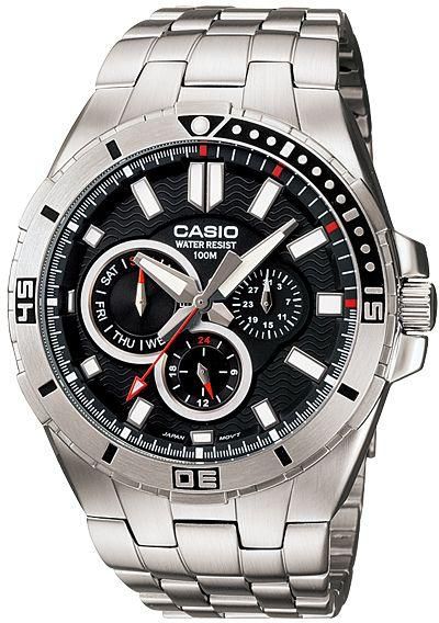 Watch for Men by Casio , Analog , Chronograph , Stainless Steel , Silver , MTD-1060D-1AVDF