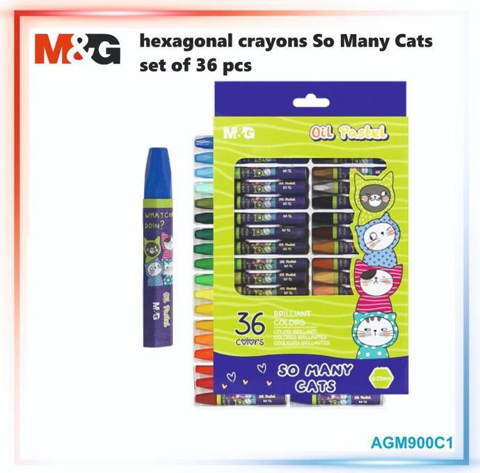 MG So Many Cats Silk Smooth Oil Pastel Hexagon Crayon 36 colors - No:AGM900C1
