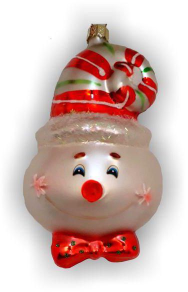 Memories Maker Snow Man Face Christmas Tree Glass Decoration