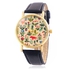 JIJIA SG1251 Female Flower Style Golden Case Quartz Watch with Leather Band-Khaki