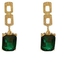Emerald Green Crystal Gold Statement Birthstone Drop Dangle Earrings For Women