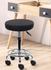 Round Rolling Leather Stool with Foot Rest Swivel Height Adjustment for Spa, Salon, Tattoo, Office, Massage Stools, Task Chair - Black (Small Size)