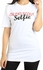 Revise Concept T-Shirt , Short Sleeve , for Woman , Round Neck , M , White , 661604