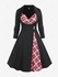 Plus Size Vintage Sweetheart Neck Plaid Grommets Flare Dress - 4x | Us 26-28