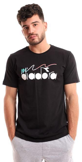 Diadora Diadora Men Cotton Printed T-Shirt - Black