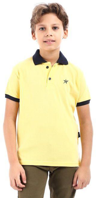 Polo Neck Short Sleeves T-Shirt - Yellow