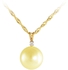VP Jewels 18K Solid Gold 0.02ct Diamonds 10-11mm Golden Pearl Pendant Necklace