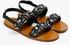 Black Crystal Strap Sandals