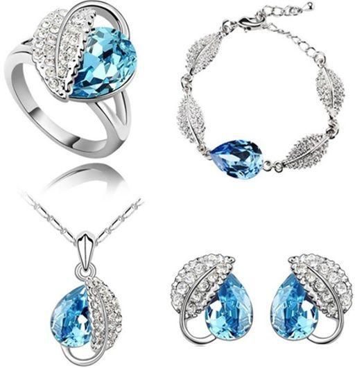 Romantic Azure Blue Heart Jewelry Set ‫(MM0048)