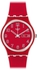 Swatch Unisex Poppy Field Red Arabic Numeral Dial Silicone Quartz
