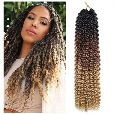 18 Inch Curly Faux Crochet Hair, Pre-twisted Passion Twist Hair for Black Women Water Wave Pretwisted Synthetic Braiding Extension Gifts (1 Pack)