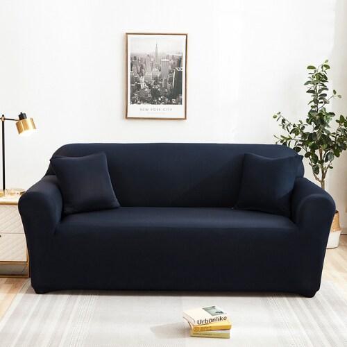 Deals For Less Luna Home Two Seater Sofa Cover, Plain Blue