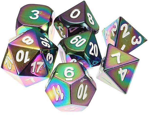 7Pcs/set Dice Rainbow Metal Polyhedral Role Playing DND MTG Present Creative 