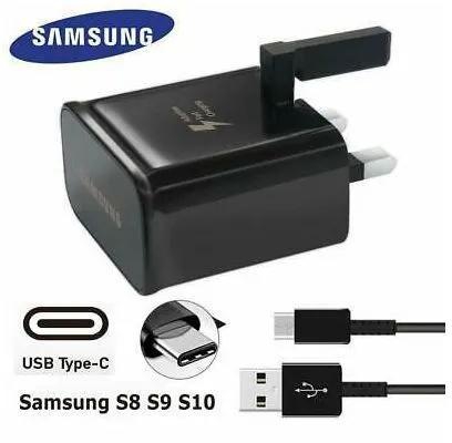 Samsung Galaxy 15W FOR s8 s9 s10+ A20 A30 A31 A50 A70 Fast Charger USB Type C Charger & Sync Cable - Black black 10*4*10